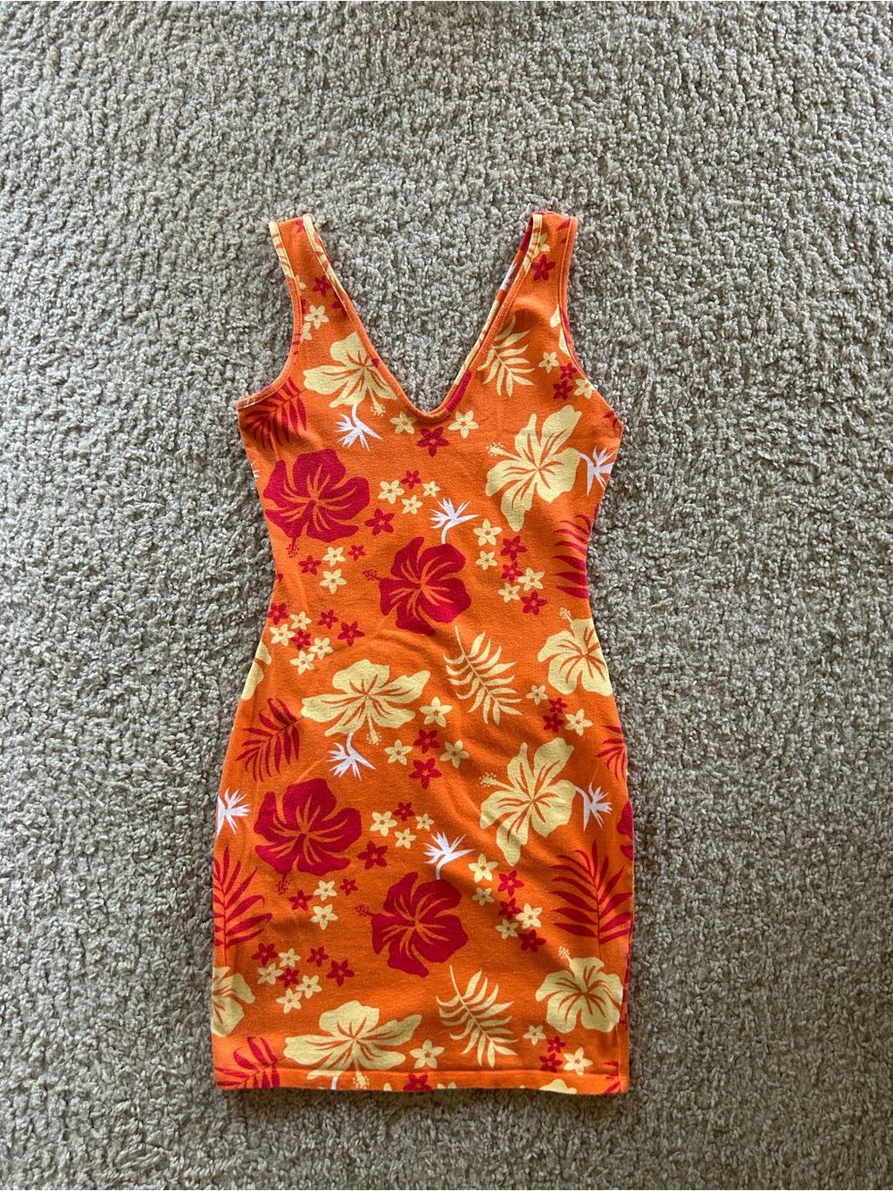 wild fable Orange Floral V-Neck Mini Dress